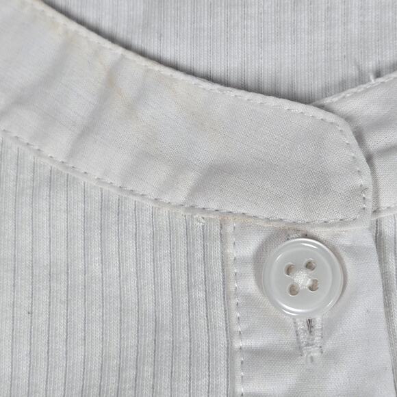 J. Crew Vintage rib puff-sleeve henley top L White BQ896 - Picture 6 of 9